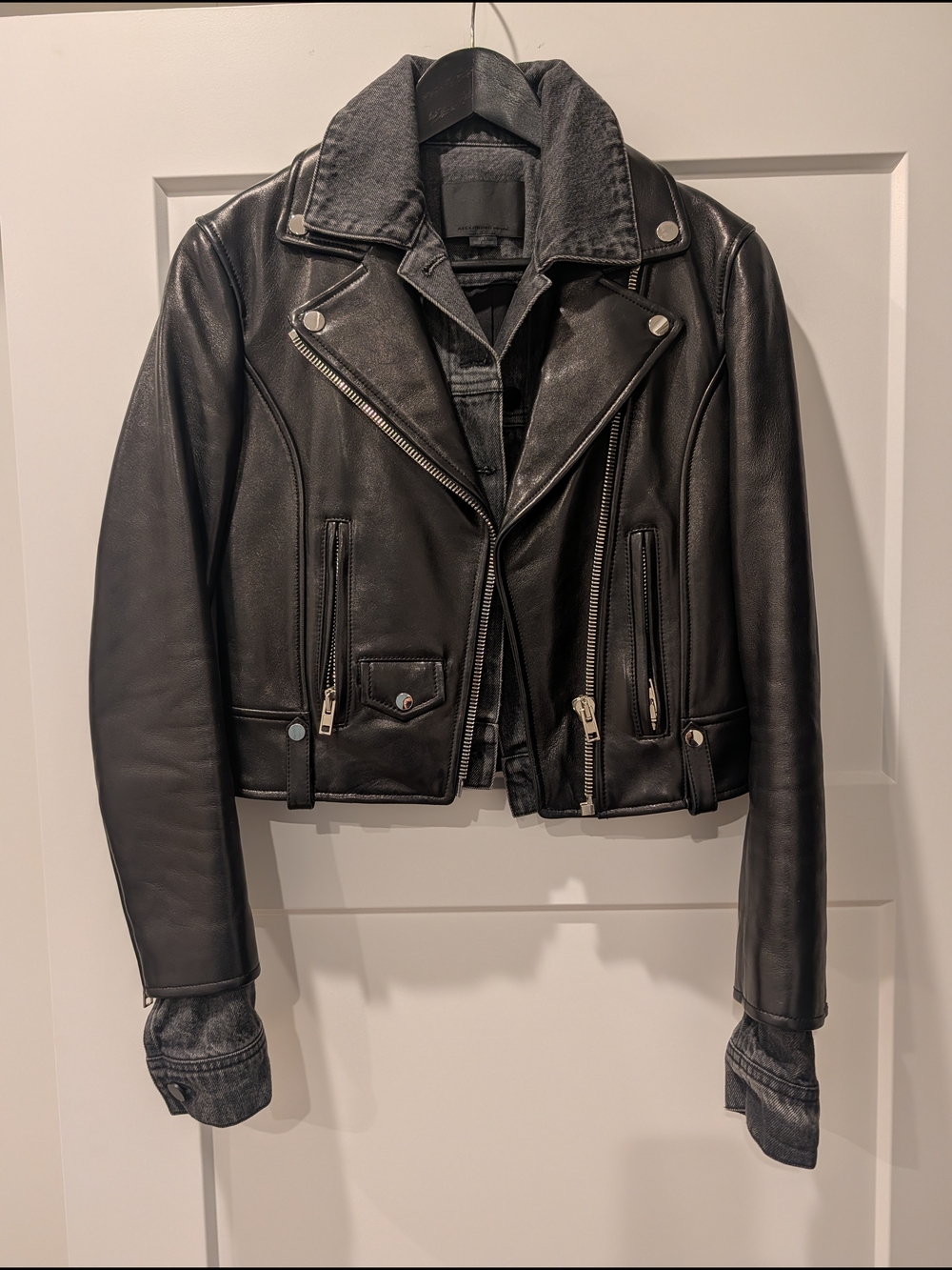 Alexander Wang Black Leather Moto Jacket - Women's Classic Biker Style